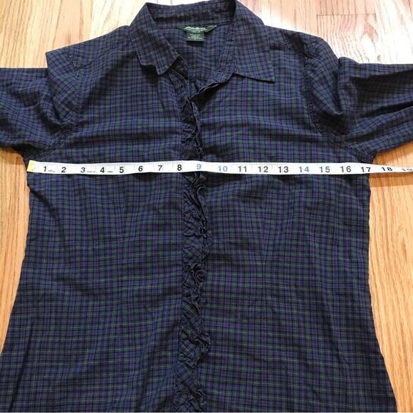 Eddie Bauer Plaid Ruffle Front Shirt - Size Small - Cotton - Picture 6 of 6